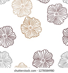 Dark Red, Yellow vector seamless doodle background with flowers. Brand new colored illustration with flowers. Texture for window blinds, curtains.