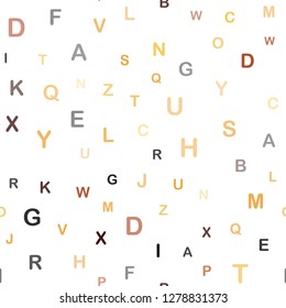 Dark Red, Yellow vector seamless template with isolated letters. Abstract illustration with colored latin alphabet. Pattern for design of fabric, wallpapers.