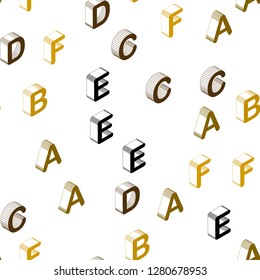 Dark Red, Yellow vector seamless template with 3D isolated letters. Shining colorful 3D illustration with isolated letters. Template for business cards, websites.