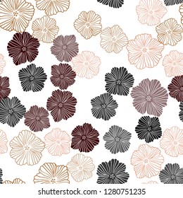 Dark Red, Yellow vector seamless doodle pattern with flowers. Colorful illustration in doodle style with flowers. Pattern for design of fabric, wallpapers.