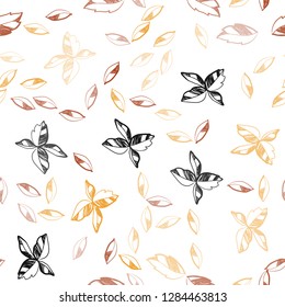 Dark Red, Yellow vector seamless abstract background with leaves. Colorful illustration in doodle style with leaves. Trendy design for wallpaper, fabric makers.