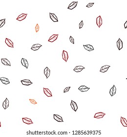 Dark Red, Yellow vector seamless elegant wallpaper with leaves. Modern geometrical abstract illustration with leaves. Pattern for trendy fabric, wallpapers.
