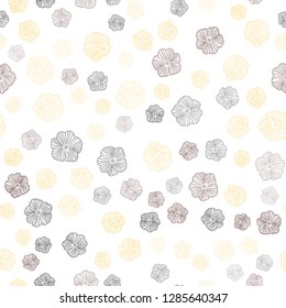 Dark Red, Yellow vector seamless elegant template with flowers. Shining colored illustration with flowers. Texture for window blinds, curtains.