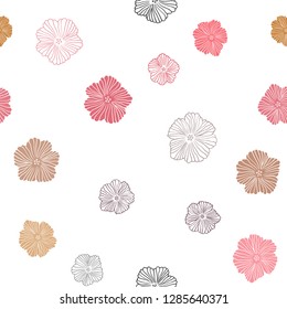 Dark Red, Yellow vector seamless elegant pattern with flowers. Shining colored illustration with flowers. Pattern for design of fabric, wallpapers.