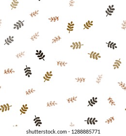 Dark Red, Yellow vector seamless doodle background with leaves. New colorful illustration in doodle style with leaves. Template for business cards, websites.