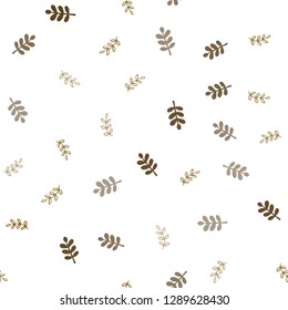 Dark Red, Yellow vector seamless doodle layout with leaves. leaves on elegant natural pattern with gradient. Template for business cards, websites.