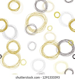 Dark Red, Yellow vector seamless layout with circle shapes. Beautiful colored illustration with blurred circles in nature style. Texture for window blinds, curtains.