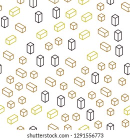 Dark Red, Yellow vector seamless, isometric pattern in square style. Glitter abstract illustration with rectangular shapes. Design for wallpaper, fabric makers.