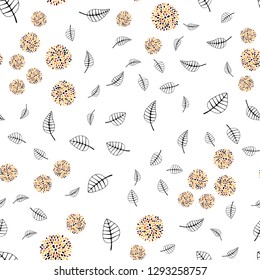 Dark Red, Yellow vector seamless doodle background with leaves, flowers. Creative illustration in blurred style with leaves, flowers. Pattern for design of fabric, wallpapers.