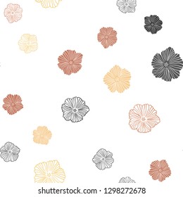 Dark Red, Yellow vector seamless abstract design with flowers. Flowers in natural style on white background. Pattern for trendy fabric, wallpapers.