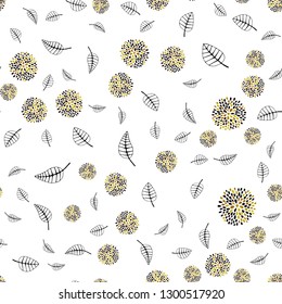 Dark Red, Yellow vector seamless elegant template with leaves, flowers. Brand new colored illustration with leaves and flowers. Pattern for design of window blinds, curtains.