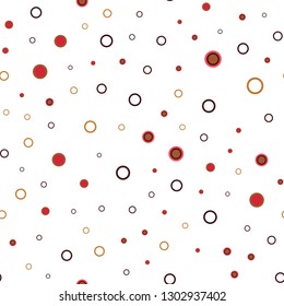 Dark Red, Yellow vector seamless template with circles. Modern abstract illustration with colorful water drops. Design for textile, fabric, wallpapers.
