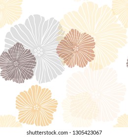 Dark Red, Yellow vector seamless abstract pattern with flowers. Doodle illustration of flowers in Origami style. Texture for window blinds, curtains.