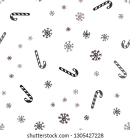 Dark Red, Yellow vector seamless background with sweet xmas lollipops.