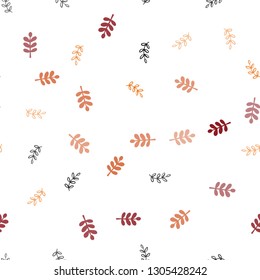 Dark Red, Yellow vector seamless doodle layout with leaves. leaves on blurred abstract background with gradient. Design for wallpaper, fabric makers.