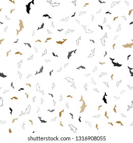 Dark Red, Yellow vector seamless background with dolphins. Modern abstract illustration with sea dolphins. Template for natural magazines.