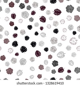 Dark Red, Yellow vector seamless doodle layout with leaves, flowers. Brand new colored illustration with leaves and flowers. Pattern for design of fabric, wallpapers.
