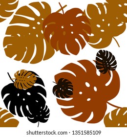 Dark Red, Yellow vector seamless doodle template with leaves. leaves on elegant natural pattern with gradient. Design for textile, fabric, wallpapers.