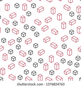 Dark Red, Yellow vector seamless, isometric pattern in square style. Decorative design in abstract style with rectangles. Pattern for trendy fabric, wallpapers.