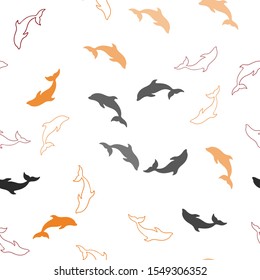 Dark Red, Yellow vector seamless background with dolphins. Isolated sea dolphins on white background. Natural design for wallpapers.