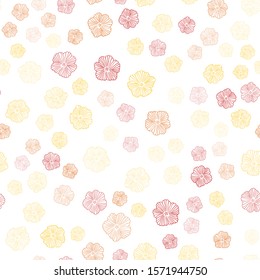 Dark Red, Yellow vector seamless doodle pattern with flowers. Glitter abstract illustration with flowers. Pattern for trendy fabric, wallpapers.