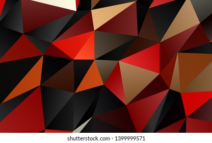 Dark Red, Yellow vector shining triangular template. Triangular geometric sample with gradient.  Triangular pattern for your business design.