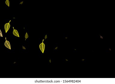 Dark Red, Yellow vector sketch background. Modern geometrical abstract illustration with leaves. The template for background of cell phones.