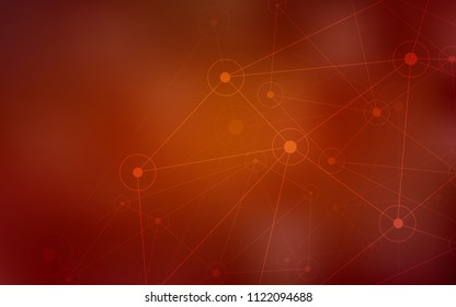 Dark Red, Yellow vector template with circles, triangles. Design with connection of dots and lines on colorful background. Pattern can be used as texture of wallpapers.