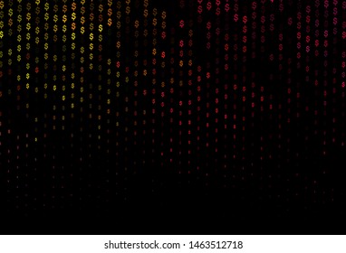 Dark Red, Yellow vector template with dollar, USD, usa. Shining colored illustration with dollar, USD, usa signs. Best design for your ad, poster, banner of money.