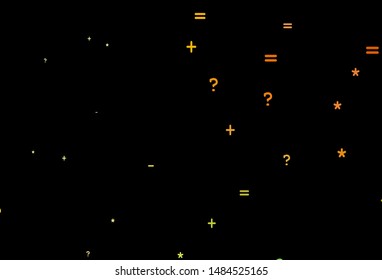 Dark Red, Yellow vector template with math simbols. Colored mathematic signs with gradient on white background. Pattern for school, grammar websites.