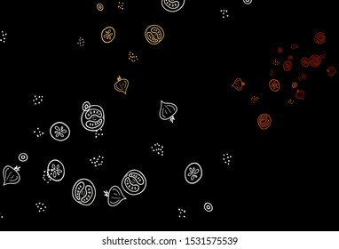 Dark Red, Yellow vector template with organic meal. Glitter abstract sketch with gourmet food. Pattern for menu of cafes, bars, restaurants.