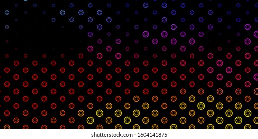 Dark Red, Yellow vector template with esoteric signs. Colorful mystic symbols with a gradient in ancient style. Design for magic, spiritual events.