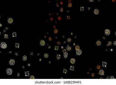 Dark Red, Yellow vector template with organic meal. Abstract background with colorful Fast Food illustrations. Design for ad, poster, banner of cafes or restaurants.