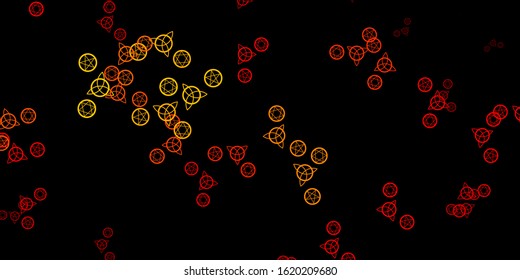 Dark Red, Yellow vector template with esoteric signs. Abstract illustration with gothic gradient shapes. Simple design for occult depiction.