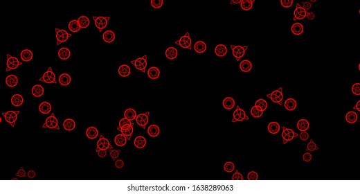 Dark Red, Yellow vector template with esoteric signs. Colorful vintage illustration with gradient alchemy shapes. Background for esoteric, mystic designs.