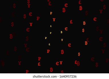 Dark Red, Yellow vector template with currency. Blurred design in simple style with symbols of currency. Design for ad, poster, banner of money making.