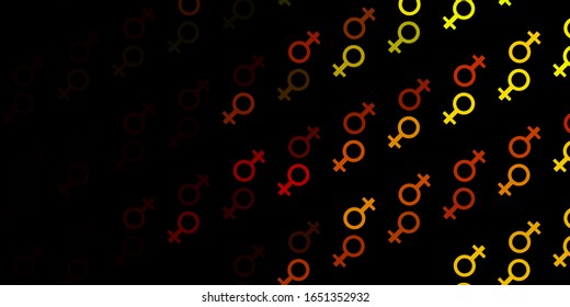 Dark Red, Yellow vector template with businesswoman signs. Simple design in abstract style with women’s rights activism. Design for International Women’s Day.