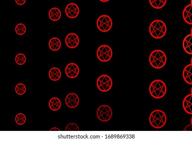 Dark Red, Yellow vector template with esoteric signs. Illustration with magical signs of spiritual power. Simple base for your occult design.