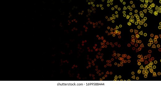 Dark Red, Yellow vector template with esoteric signs. Colorful vintage illustration with gradient alchemy shapes. Simple design for occult depiction.