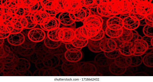Dark Red, Yellow vector template with esoteric signs. Retro design in abstract style with witchcraft forms. Simple design for occult depiction.