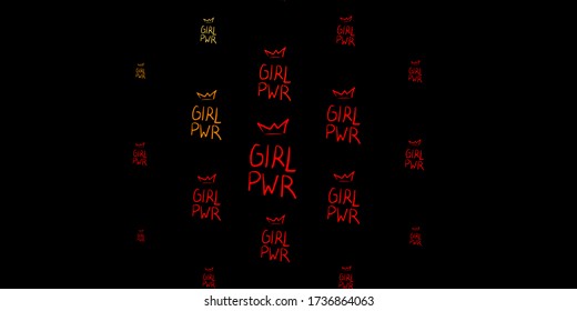 Dark Red, Yellow vector template with businesswoman signs. Colorful illustration with gradient feminism shapes. Elegant design for wallpapers.