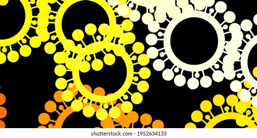 Plantilla vectorial amarilla de color rojo oscuro con signos gripales. Ilustración inteligente con signos cómodos en estilo decorativo. Diseño para la alerta de riesgo biológico.