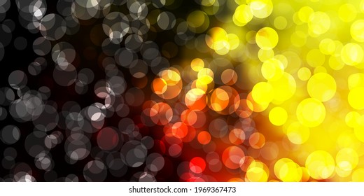 Dark Red, Yellow vector template with circles. Abstract decorative design in gradient style with bubbles. Design for posters, banners.