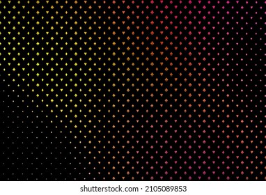 Dark red, yellow vector template with poker symbols. Colored illustration with hearts, spades, clubs, diamonds. Pattern for booklets, leaflets of gambling houses.