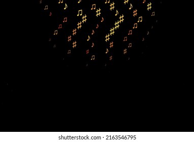 Dark Red, Yellow vector template with musical symbols. Abstract illustration with colorful symbols of melody. Pattern for school ad, booklets.