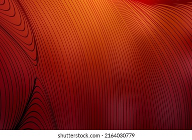 Dark Red, Yellow vector template with curved lines. A circumflex abstract illustration with gradient. Texture for booklets, leaflets.