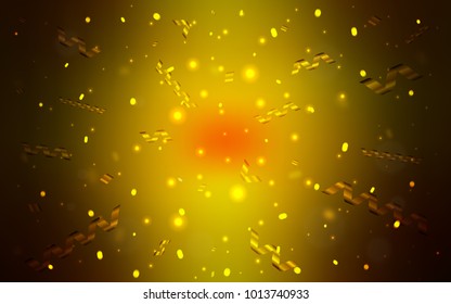 Dark Red, Yellow vector texture with birthday confetti. Glitter abstract illustration with colorful confetti, ribbons. The pattern can be used for birthday gifts, congratulations.