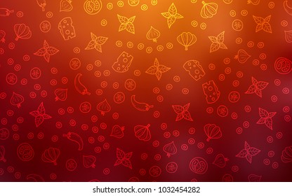 Dark Red, Yellow vector texture with delicious snacks. Fast Food on blurred abstract background with colorful gradient. Pattern for menu of cafes, bars, restaurants.