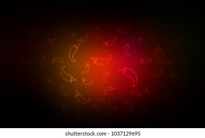 Dark Red, Yellow vector texture with hot peppers. Decorative shining illustration with peppers on abstract template. Doodle design for your business advert of cafes.