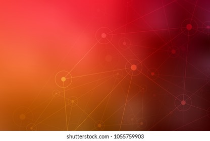 Dark Red, Yellow vector texture with disks, lines. Glitter abstract illustration with connection of triangle structure. Pattern can be used as texture of wallpapers.
